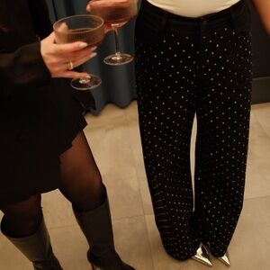 Black Studded Women's Pants